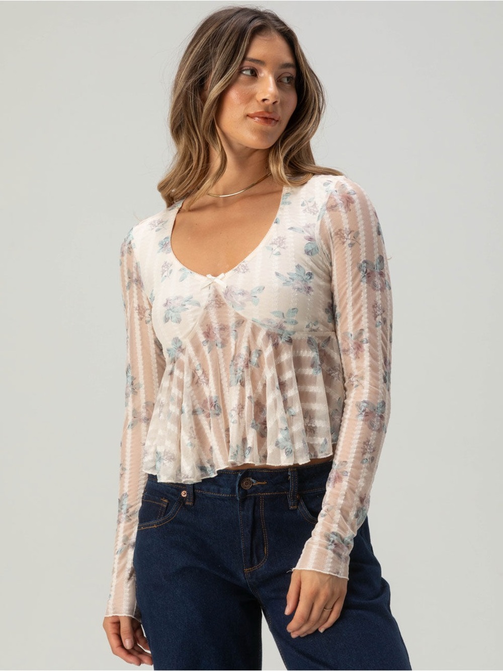 New! RSQ Floral Fairy Cottagecore Baby Doll Blouse Womens Size Small